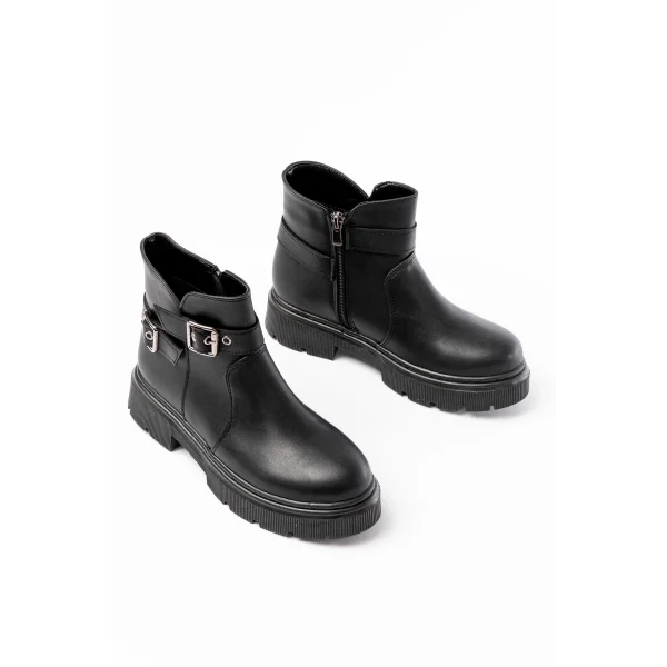 508-3037 Siyah Toka Aksesuarlı Fermuarlı  Günlük Kadın Bot
