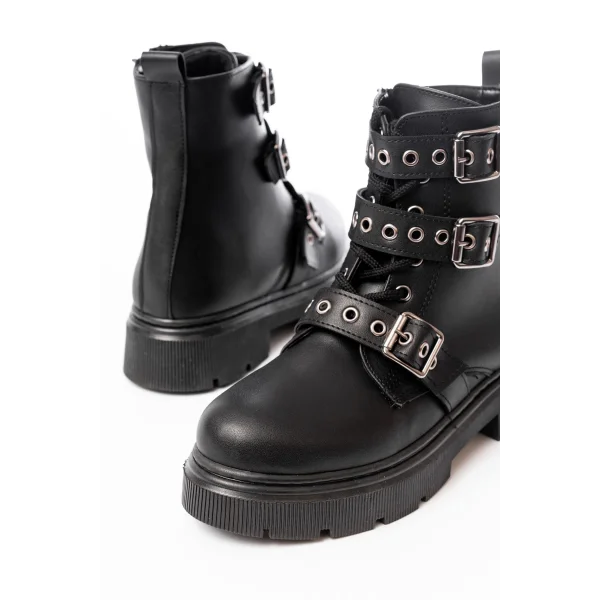 508-3039 Siyah Toka Aksesuarlı Fermuarlı  Günlük Kadın Bot