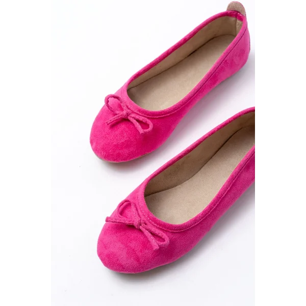 6101 Fuşya Süet Fiyonklu Günlük Kadın Babet