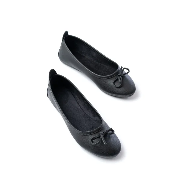 6101 Siyah Günlük  Fiyonklu Kadın Babet