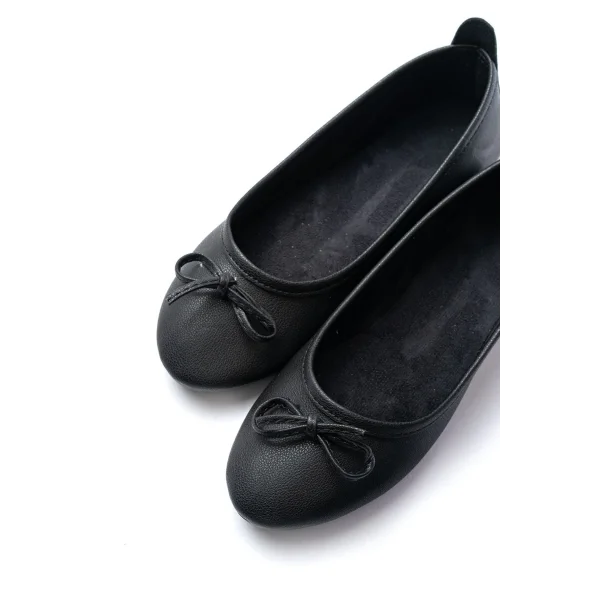 6101 Siyah Günlük  Fiyonklu Kadın Babet