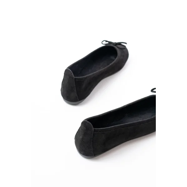 6101 Siyah Süet Fiyonklu Günlük Kadın Babet