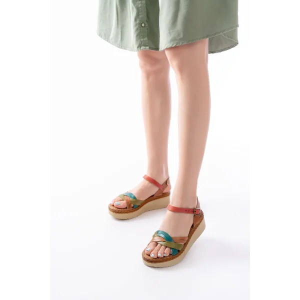 730-037 Multi Hakiki Deri Ortopedik Taban Kadın Sandalet