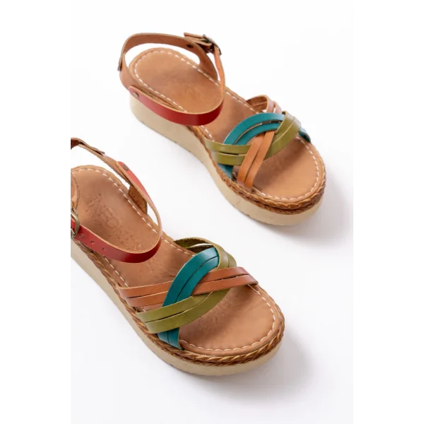 730-037 Multi Hakiki Deri Ortopedik Taban Kadın Sandalet