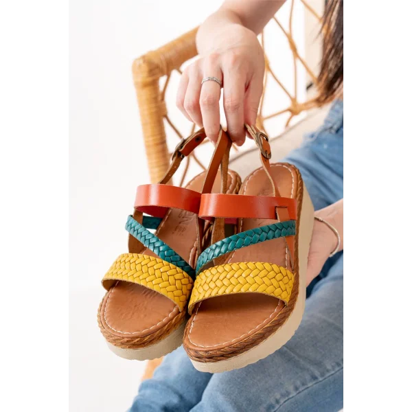 730-152 Multi Ortopedik Hakiki Deri Dolgu Kadın Sandalet