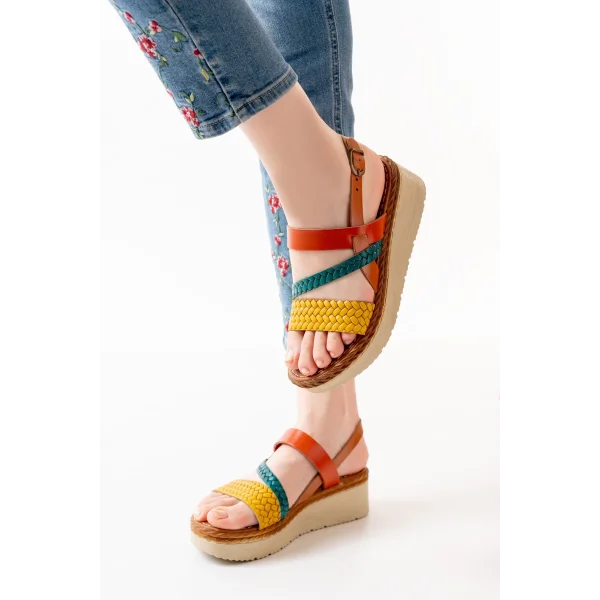 730-152 Multi Ortopedik Hakiki Deri Dolgu Kadın Sandalet