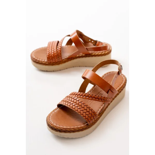 730-152 Taba Ortopedik Hakiki Deri Dolgu Kadın Sandalet