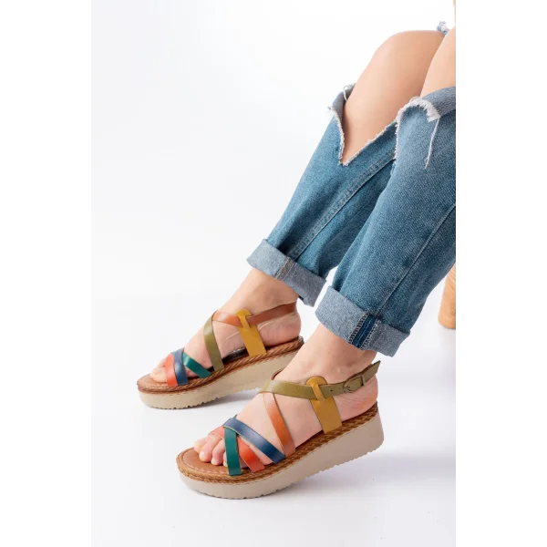 730-153 Multi Ortopedik Hakiki Deri Dolgu Kadın Sandalet