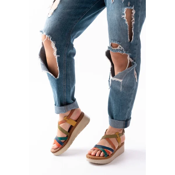 730-153 Multi Ortopedik Hakiki Deri Dolgu Kadın Sandalet