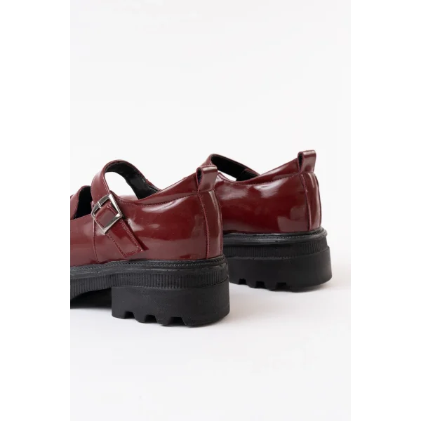 745-771 Bordo Rugan Kadın Günlük Yüksek Tabanlı Loafer Ayakkabı