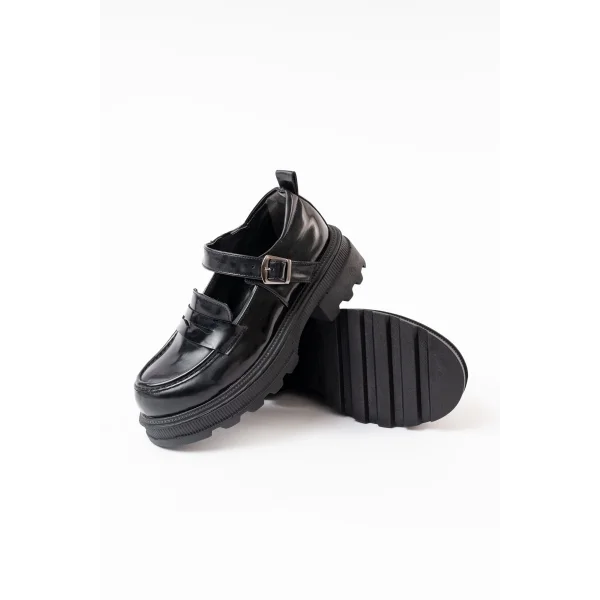 745-771 Siyah Rugan Günlük Yüksek Tabanlı Loafer Ayakkabı