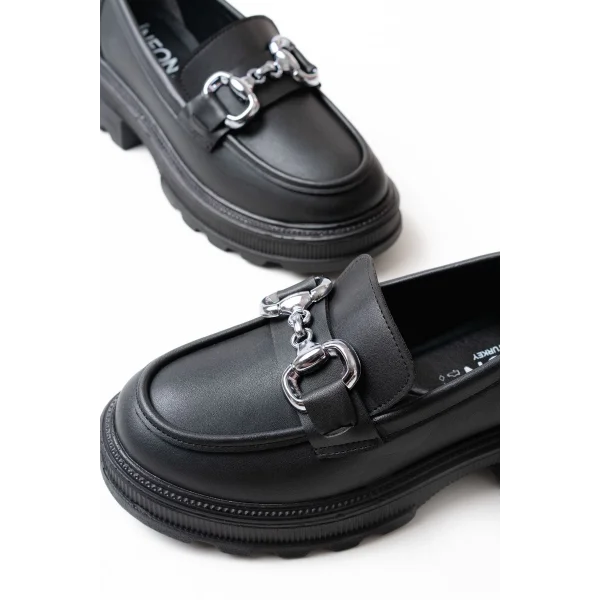 745-773 Siyah Günlük Yüksek Tabanlı Loafer Ayakkabı