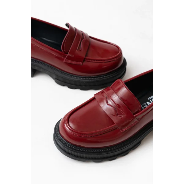 746-759 Bordo Rugan Günlük Yüksek Tabanlı Loafer Ayakkabı