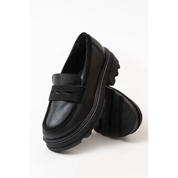 746-759 Siyah Günlük Yüksek Tabanlı Loafer Ayakkabı