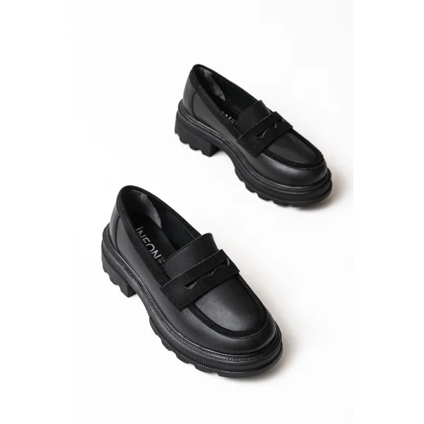 746-759 Siyah Günlük Yüksek Tabanlı Loafer Ayakkabı