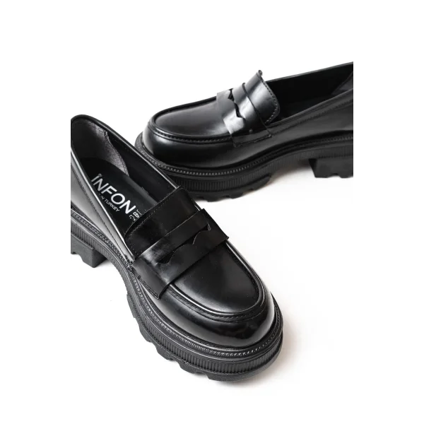 746-759 Siyah Rugan Günlük Yüksek Tabanlı Loafer Ayakkabı