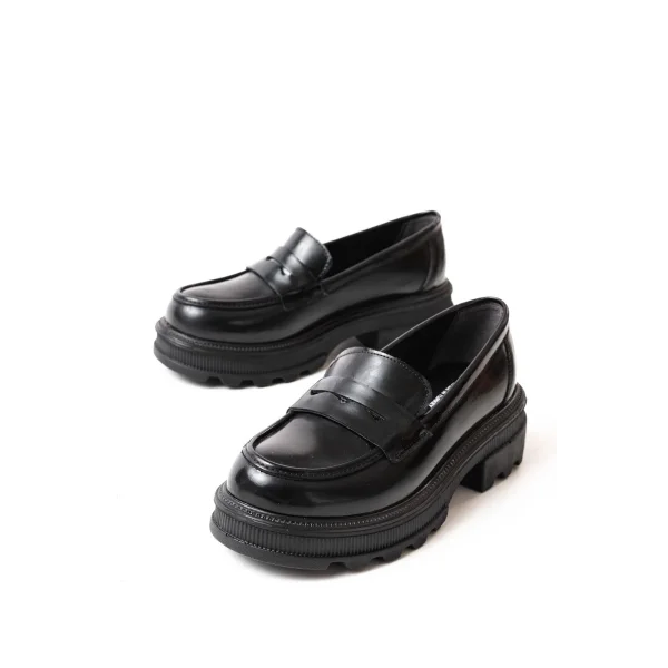 746-759 Siyah Rugan Günlük Yüksek Tabanlı Loafer Ayakkabı