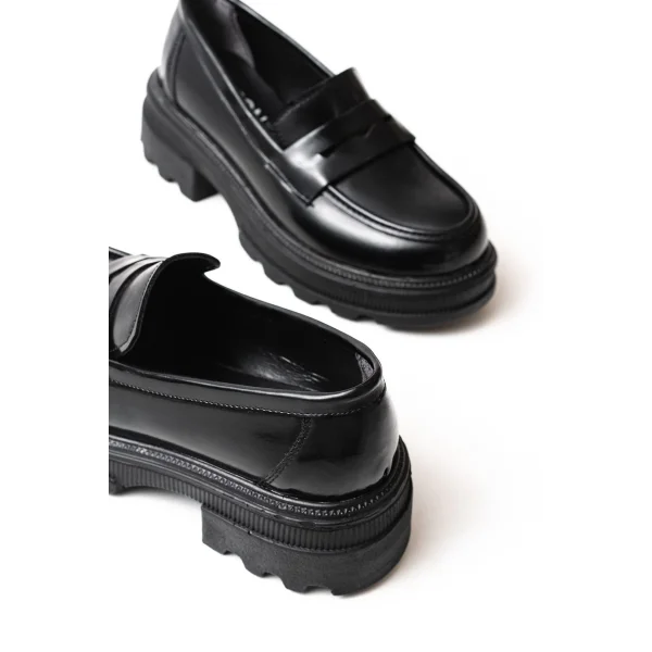 746-759 Siyah Rugan Günlük Yüksek Tabanlı Loafer Ayakkabı