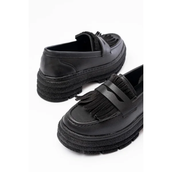 749-749 Siyah Günlük Yüksek Tabanlı Loafer Ayakkabı