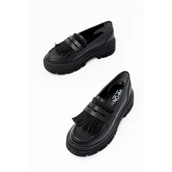 749-749 Siyah Günlük Yüksek Tabanlı Loafer Ayakkabı