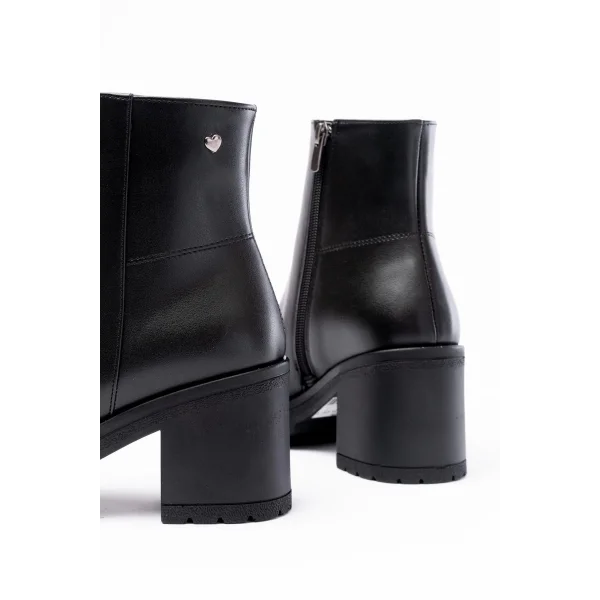 767-3020 Siyah Fermuarlı Kalın Topuklu Günlük Kadın Bot