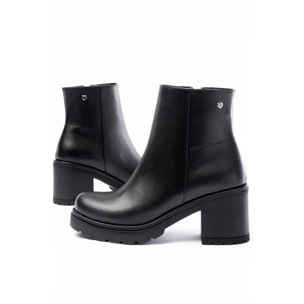 767-3020 Siyah Fermuarlı Kalın Topuklu Günlük Kadın Bot