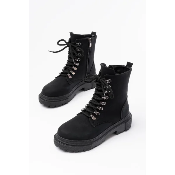 812-2121 Siyah Zümrüt Bağcıklı Fermuarlı Günlük Kadın Bot