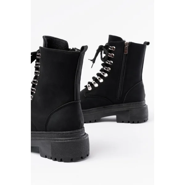 812-2121 Siyah Zümrüt Bağcıklı Fermuarlı Günlük Kadın Bot