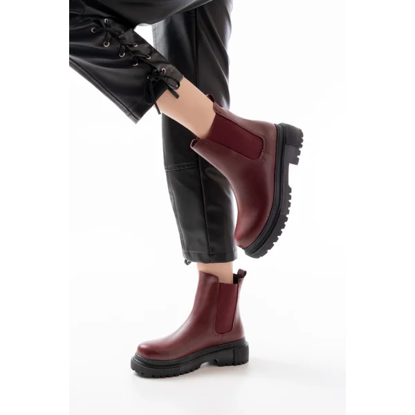 812-2137 Bordo Lastikli Günlük Kadın Bot