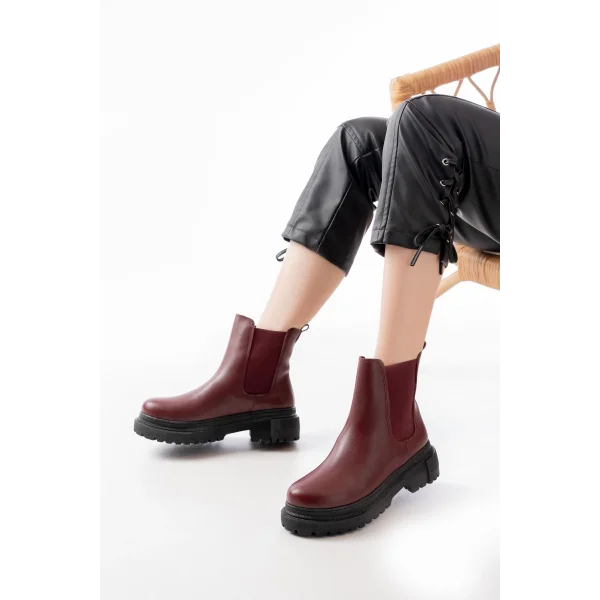 812-2137 Bordo Lastikli Günlük Kadın Bot