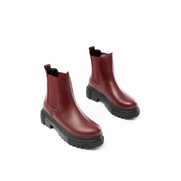 812-2137 Bordo Lastikli Günlük Kadın Bot