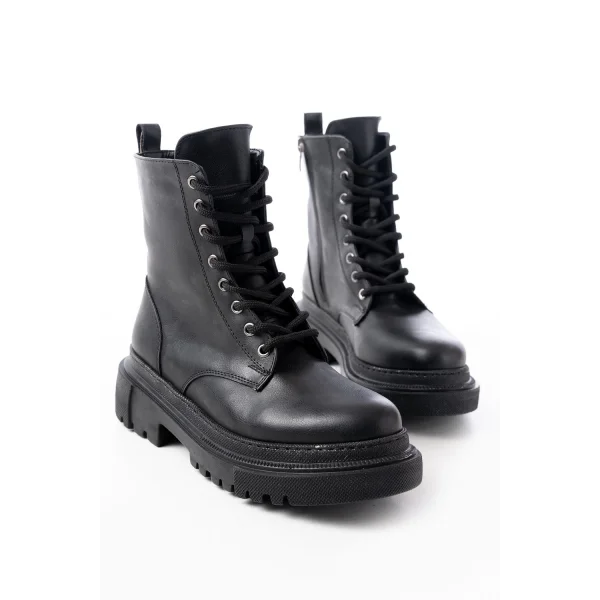 812-356 Siyah Bağcıklı Fermuarlı Günlük Kadın Bot