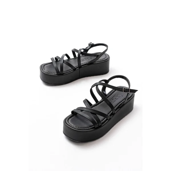 861-1029 Siyah Dolgu Kadın Sandalet