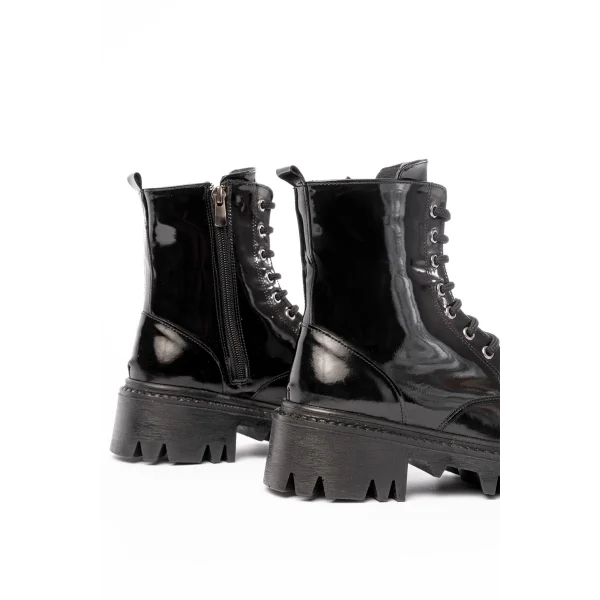 868-356 Siyah Rugan Bağcıklı Fermuarlı Günlük Kadın Bot