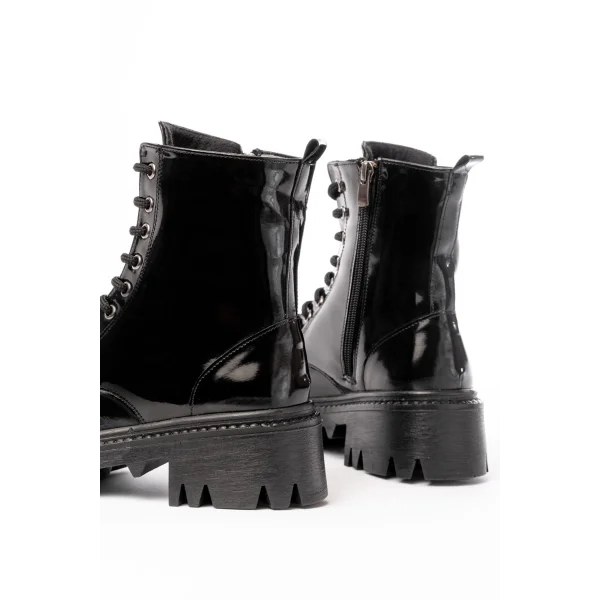 868-356 Siyah Rugan Bağcıklı Fermuarlı Günlük Kadın Bot