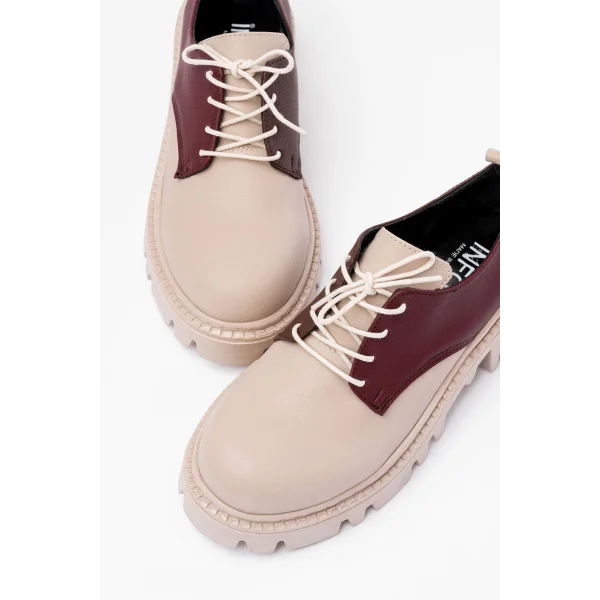 868-754 Bej Garni Bağcıklı Günlük Yüksek Tabanlı Loafer Ayakkabı