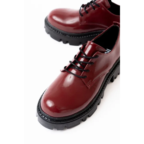 868-754 Bordo Rugan Bağcıklı Günlük Yüksek Tabanlı Loafer Ayakkabı