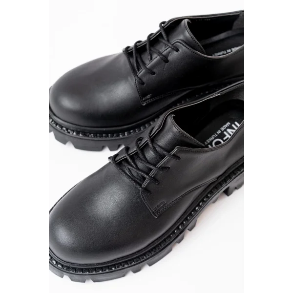 868-754 Siyah Bağcıklı Günlük Yüksek Tabanlı Loafer Ayakkabı