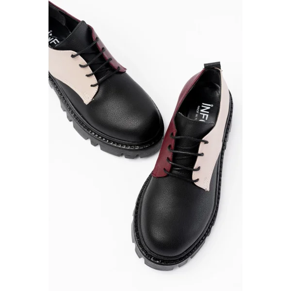 868-754 Siyah Garni Bağcıklı Günlük Yüksek Tabanlı Loafer Ayakkabı