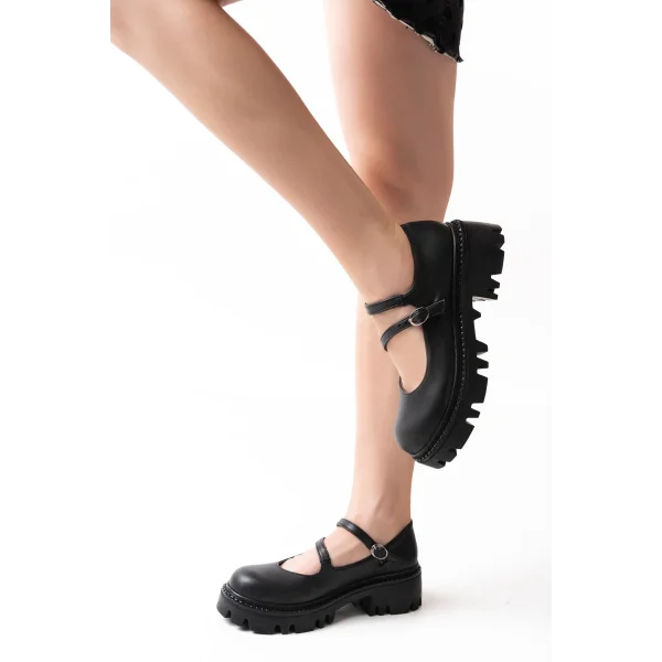 868-756 Siyah Günlük Yüksek Tabanlı Loafer Ayakkabı