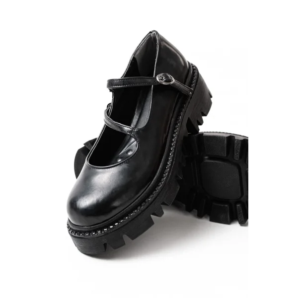 868-756 Siyah Rugan Günlük Yüksek Tabanlı Loafer Ayakkabı