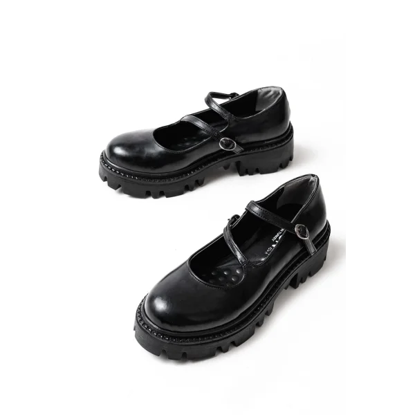 868-756 Siyah Rugan Günlük Yüksek Tabanlı Loafer Ayakkabı