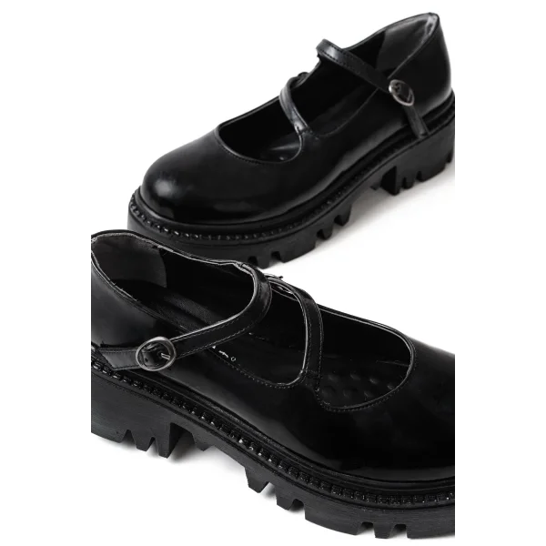 868-756 Siyah Rugan Günlük Yüksek Tabanlı Loafer Ayakkabı