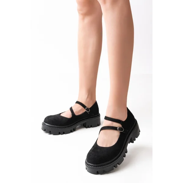 868-756 Siyah Süet Günlük Yüksek Tabanlı Loafer Ayakkabı