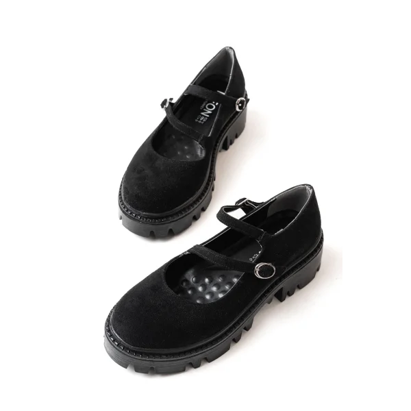 868-756 Siyah Süet Günlük Yüksek Tabanlı Loafer Ayakkabı