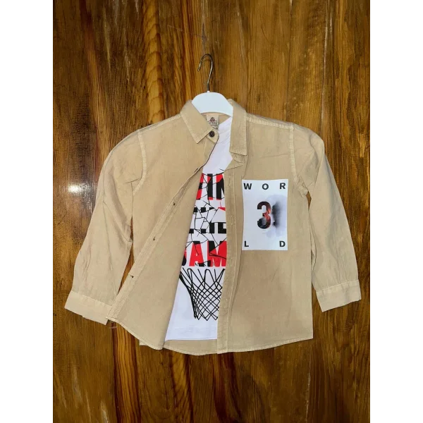 9-13 yaş tişört gömlek kombini vizon