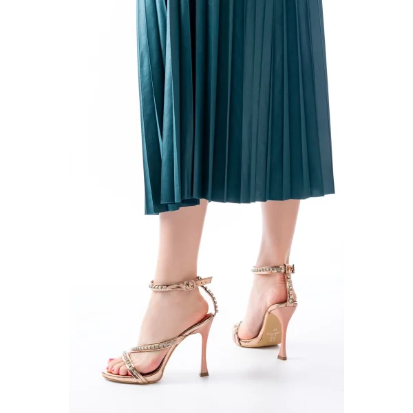 A-20 Rose Taşlı Vivet Platformlu Topuklu Kadın Ayakkabı