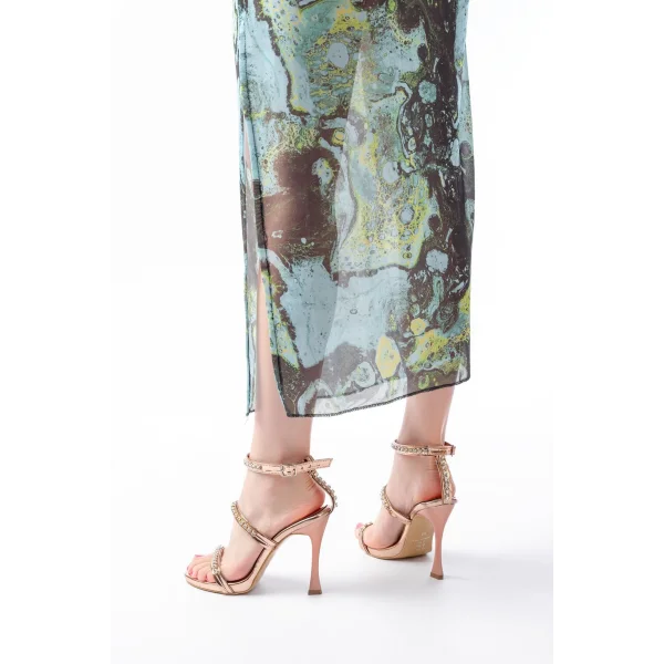 A-40 Rose Taşlı Platformlu Topuklu Kadın Ayakkabı