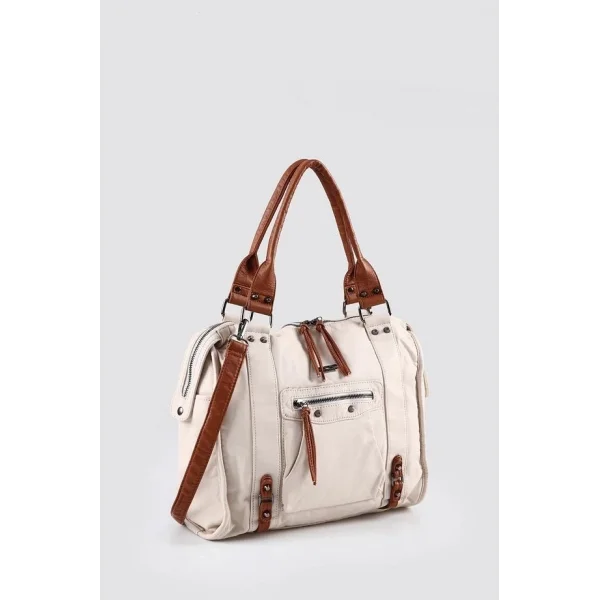 Abga Bej Cilt Omuz Çantası