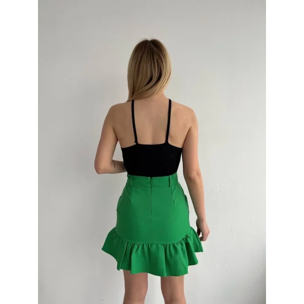 Altı fırfırlı etek yeşil s24817